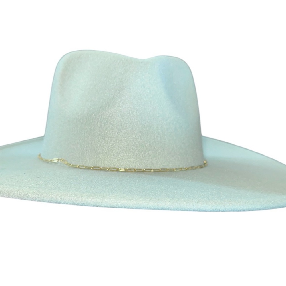 Elegant Cream Fedora Hat Pale Mint Green